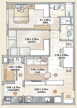 70平米清新一居室簡約其它裝修圖片